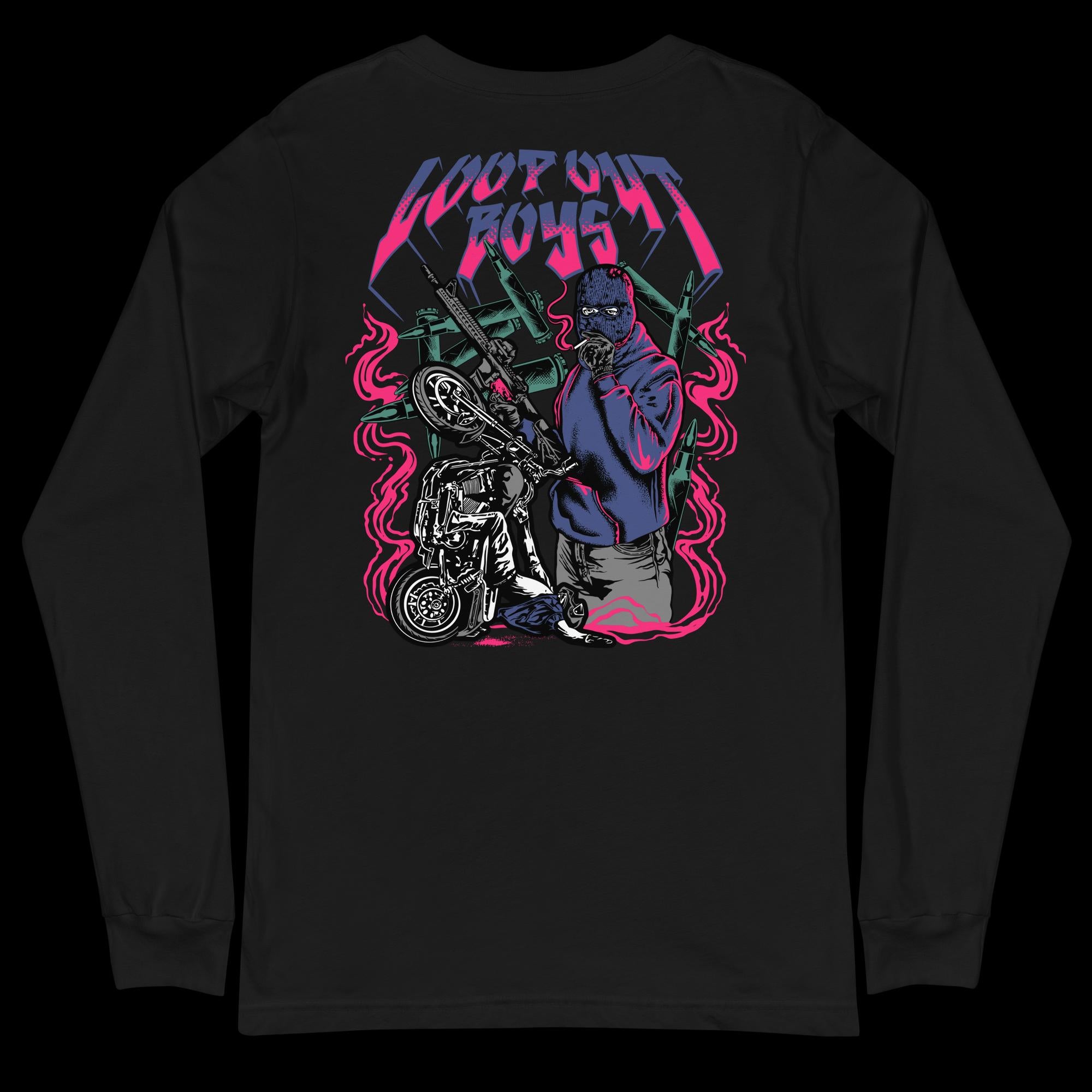【BAON】Ronto Print Over Long Sleeve Tee Flipper Long Sleeve T-Shirt, Nirvana, Kurt Cobain, Grunge